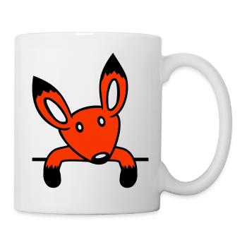 Fuchs Rotfuchs Hinter Zaun Mauer Wand Guckt Süß - Tasse - Weiß - Rechts