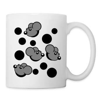 Viele Mäuse Gucken 4 Mauselöcher Wand Loch Muster - Tasse - Weiß - Rechts
