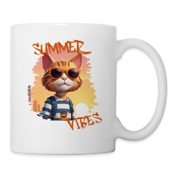 Summer Vibes | coole Katze mit Sonnenbrille - Tasse - Weiß - Rechts