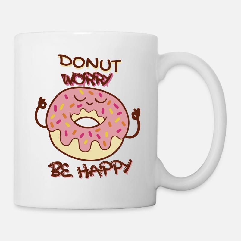 Donut Worry Be Happy with Cool Happy Donut - Mug - white