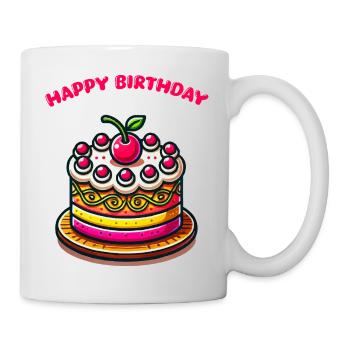 torte happy birthday - Tasse - Weiß - Rechts