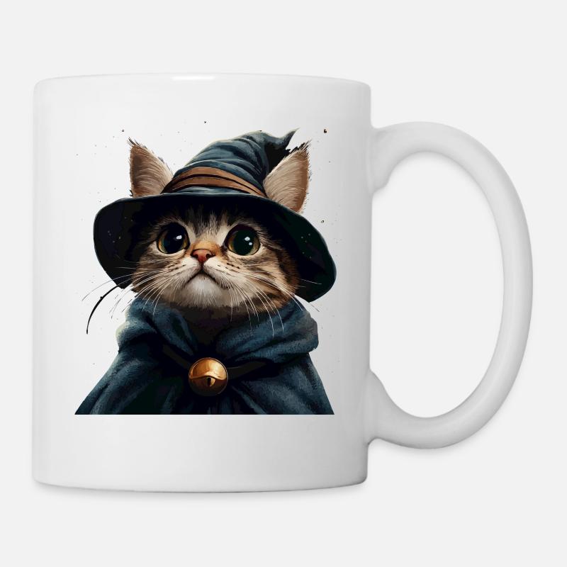Lustiges Kätzchen als Zauberer - Tasse - Weiß