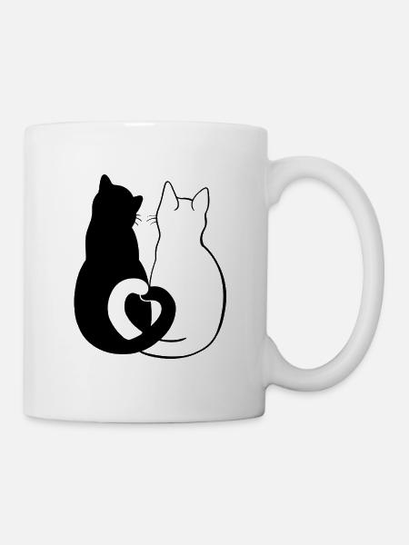 Cat love black and white - Mug - white