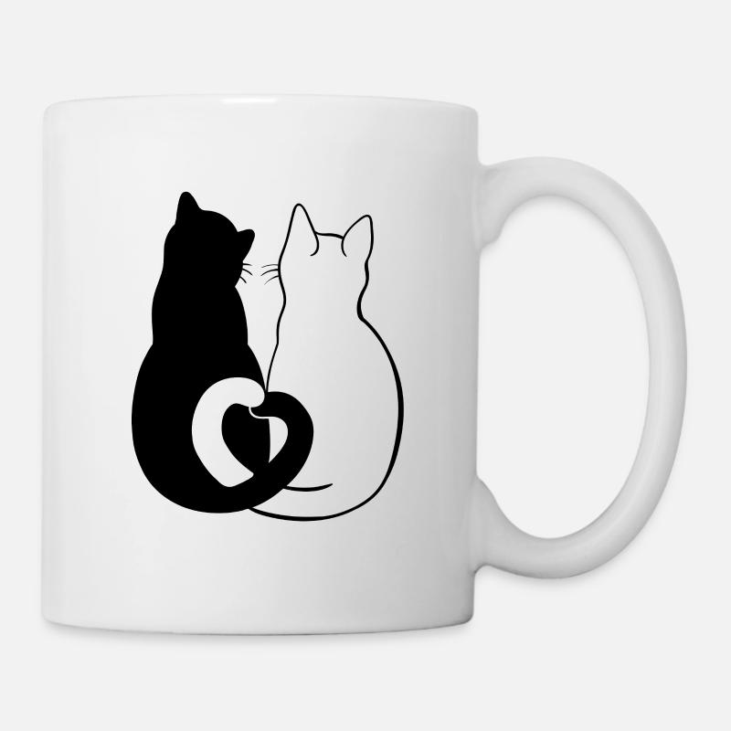 Cat love black and white - Mug - white