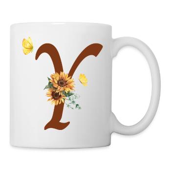 Letter and Sunflower Butterfly - Mug - white - Right