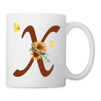Buchstabe x Sonnenblume Schmetterling - Tasse - Weiß - Rechts