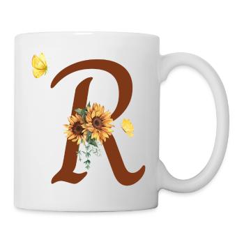 Letter r sunflower butterfly - Mug - white - Right