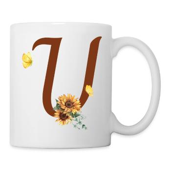 Buchstabe u Sonnenblume Schmetterling - Tasse - Weiß - Rechts