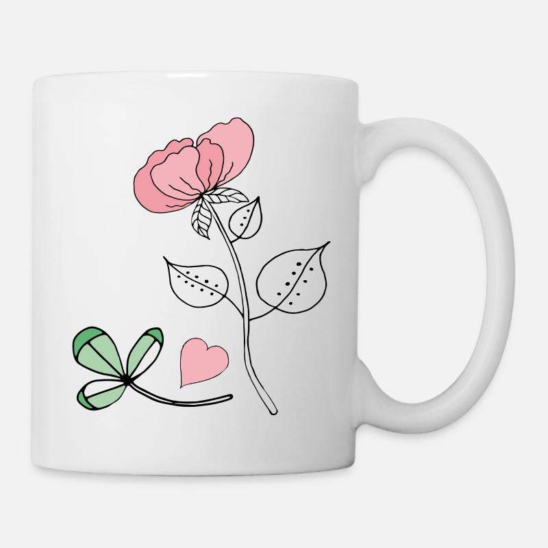 Blume mit Herz - Tasse - Weiß