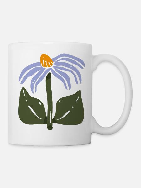 Stilisierte Wildblume - Tasse - Weiß