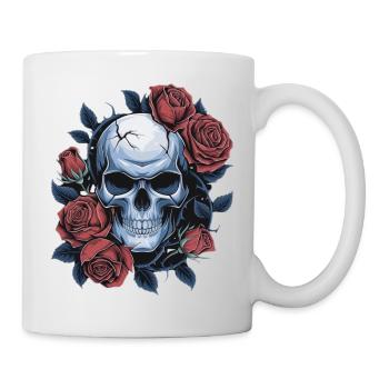 Crâne avec des fleurs de roses - Mug blanc - blanc - Droite