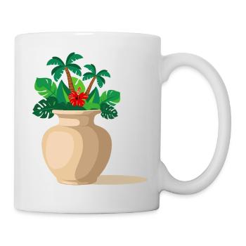 Vase Dschungel - Palmen Tropen - Tasse - Weiß - Rechts