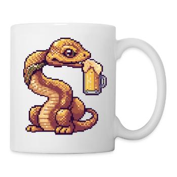 Schlange Kobra Pixel Bier - Tasse - Weiß - Rechts