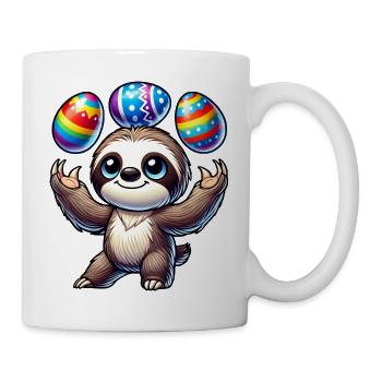 Faultier jongliert Ostereier bunt lustig - Tasse - Weiß - Rechts