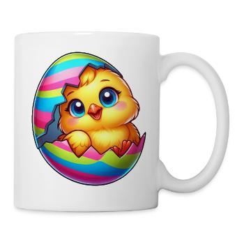 Mignon oeuf de Pâques poussin poulet dessin animé coloré - Mug blanc - blanc - Droite