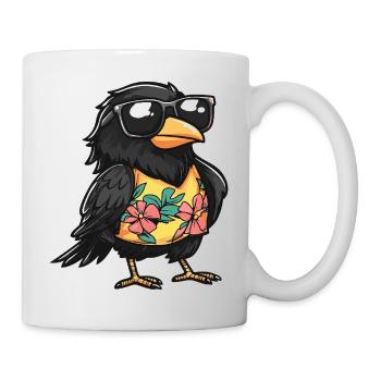 Rabe Krähe Comic Lustig Sommer - Tasse - Weiß - Rechts