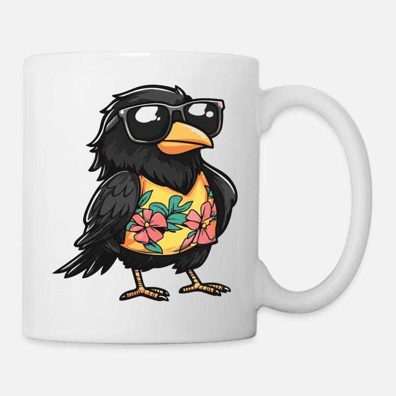 Rabe Krähe Comic Lustig Sommer - Tasse - Weiß