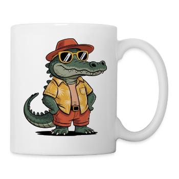 Alligator Lustiger Sommer - Tasse - Weiß - Rechts