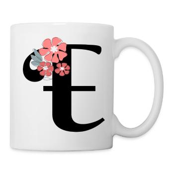 Letter e Minimalistische Blumen - Tasse - Weiß - Rechts