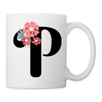 Buchstabe p Minimalistische Blumen - Tasse - Weiß - Rechts