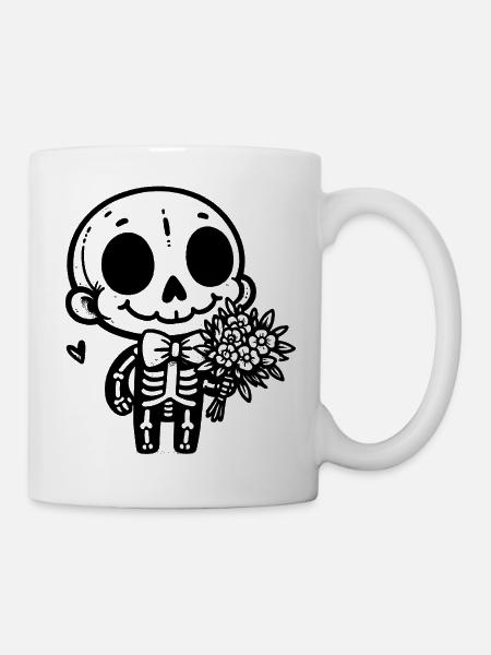 Skelett & Blumen - Tasse - Weiß