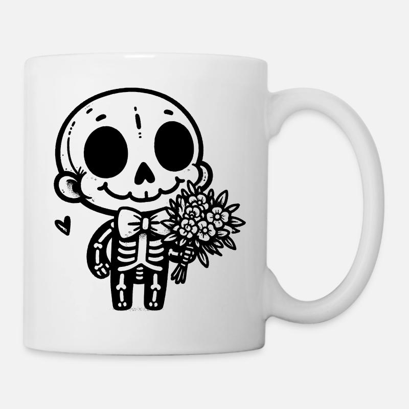 Skelett & Blumen - Tasse - Weiß