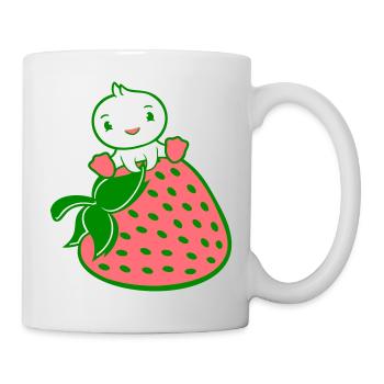Duck Sitting Large Strawberry Fruit Delicious Healthy Sweet - Mug - white - Right