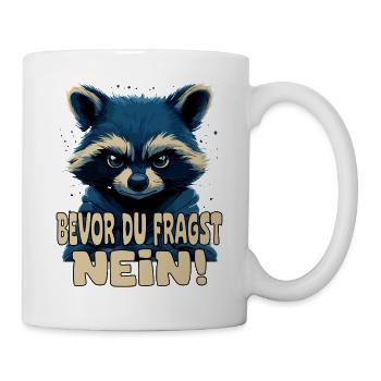 Funny raccoon with saying - Mug - white - Right