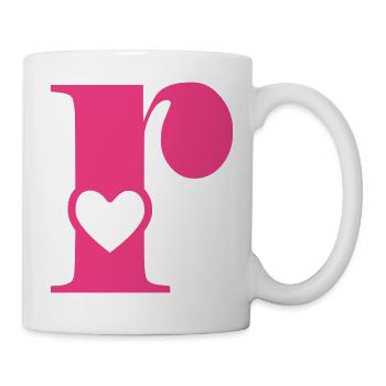 Letter r initial letter with heart - Mug - white - Right