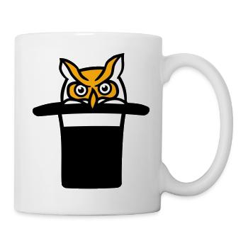 Eule Zylinder Hut Zauberer Magie Trick Zaubertrick - Tasse - Weiß - Rechts