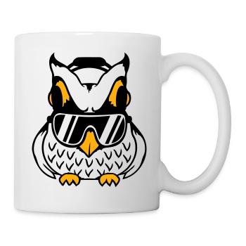 hibou écouteurs lunettes de soleil musique cool soirée d’écoute - Mug blanc - blanc - Droite