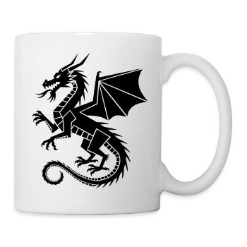 Geometric dragon – black silhouette - Mug - white - Right