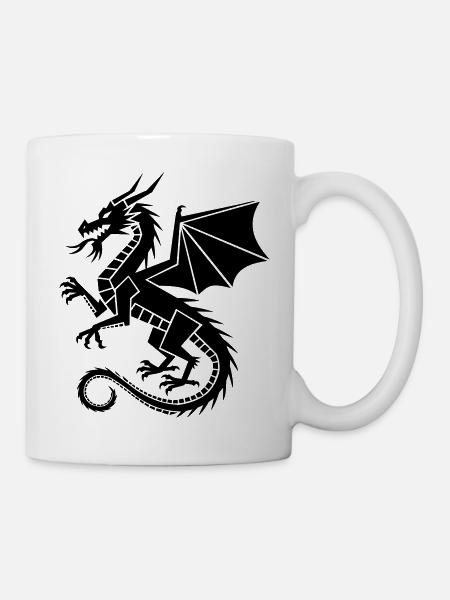 Dragon géométrique – silhouette noire - Mug blanc - blanc