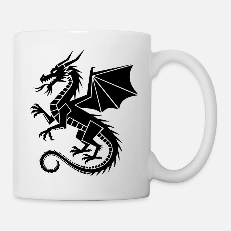 Geometric dragon – black silhouette - Mug - white