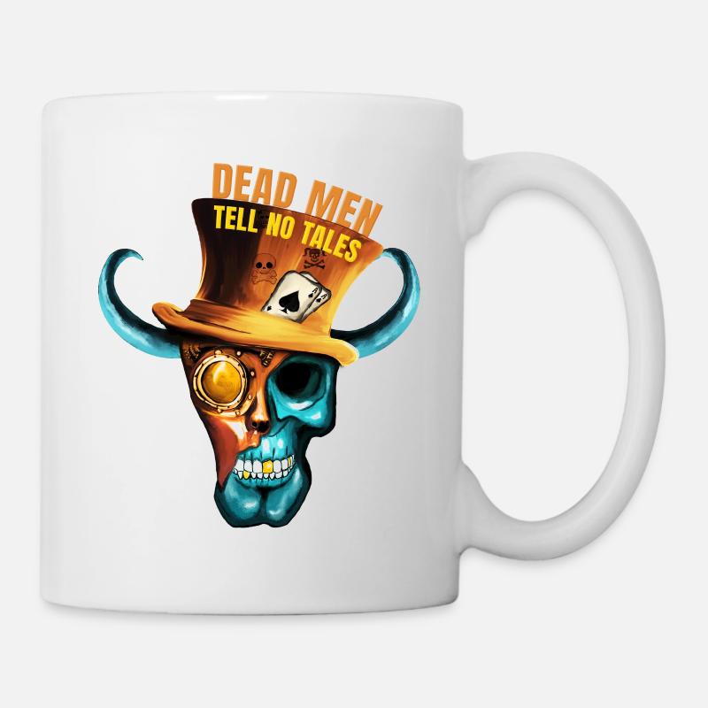 Crâne de pirate Steampunk - Art peint à la main - Mug blanc - blanc