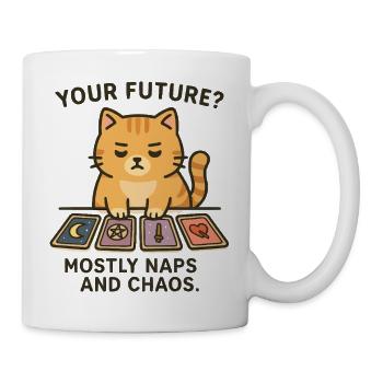 Votre avenir ? Principalement des siestes et du chaos, du chat, du tarot, - Mug blanc - blanc - Droite