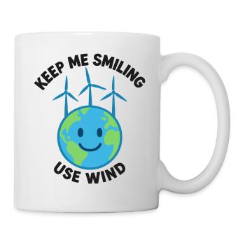 Lächelnde Erde dank Windkraft – Für eine saubere Z - Tasse - Weiß - Rechts