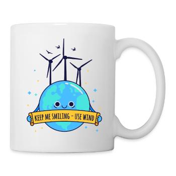 Lächelnde Erde dank Windkraft – Für eine saubere Z - Tasse - Weiß - Rechts