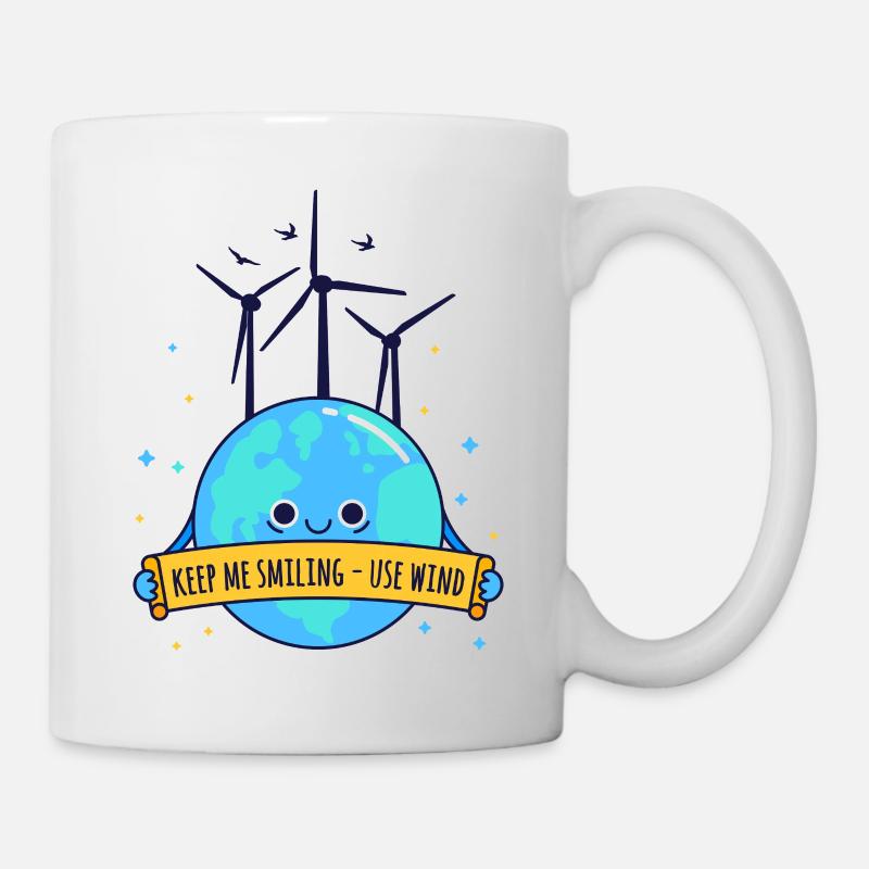 Lächelnde Erde dank Windkraft – Für eine saubere Z - Tasse - Weiß