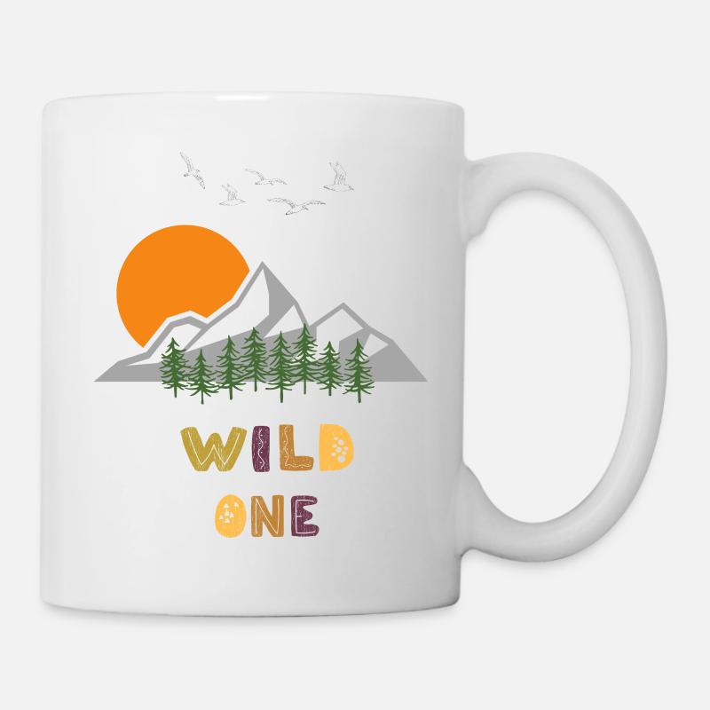 Nature sauvage avec montagnes et coucher de soleil - Mug blanc - blanc