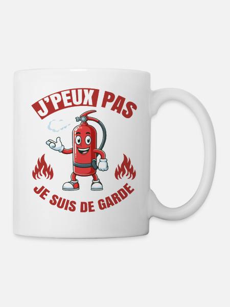 Je Peux Pas Je Suis De Garde Pompier Cadeau Humour - Mug blanc - blanc
