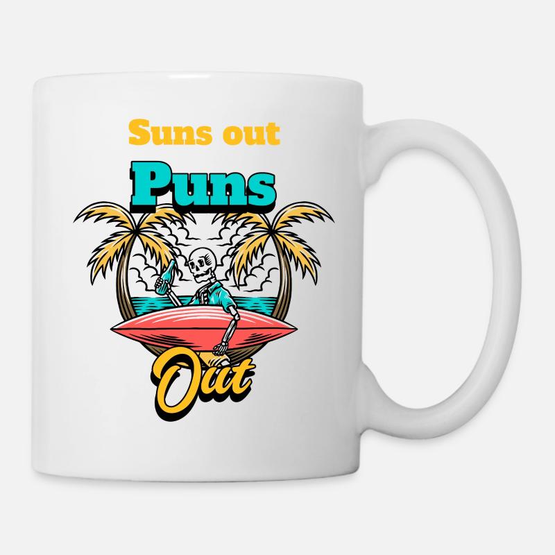 Sonnen raus Wortspiele raus - Tasse - Weiß