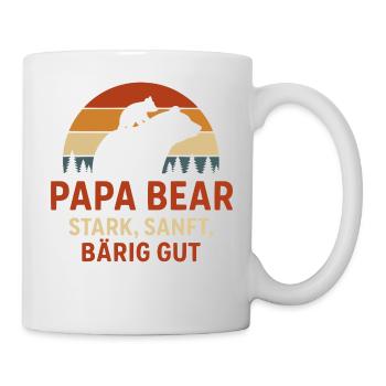 Vatertag T-Shirt Papa Bear Stark Sanft Bärig Gut - Tasse - Weiß - Rechts