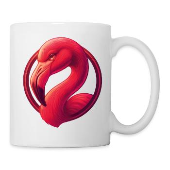 Flamingo Tierkopf Design in Emblem - Tasse - Weiß - Rechts