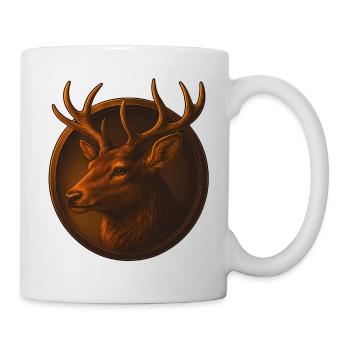 Deer animal head design in emblem - Mug - white - Right