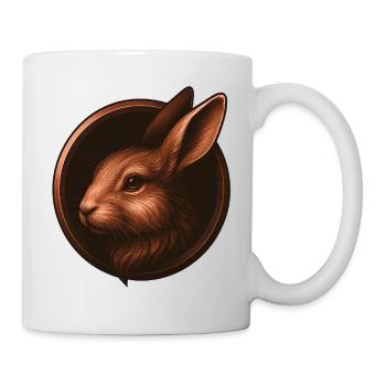 Hase Tierkopf Design in Emblem - Tasse - Weiß - Rechts