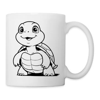 Niedliche Schildkroete als Vektorgrafik - Tasse - Weiß - Rechts