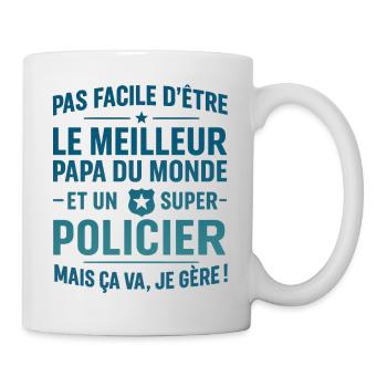 Super Papa Policier cadeau fête des pères Noël - Mug blanc - blanc - Droite