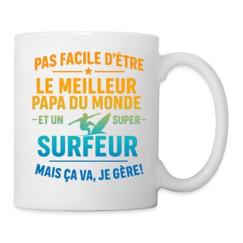 Papa surfeur cadeau fête des pères Noël Surf - Mug blanc - blanc - Droite