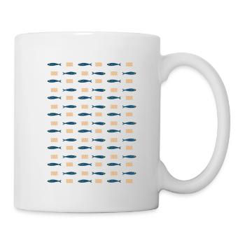 Minimalist Sardines and Waves Pattern for Summer - Mug - white - Right